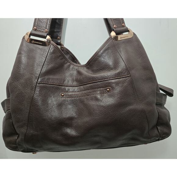 B. Makowsky Shoulder Bag Brown Leather Copper Hardware Large Slouchy Bag - Picture 5 of 16